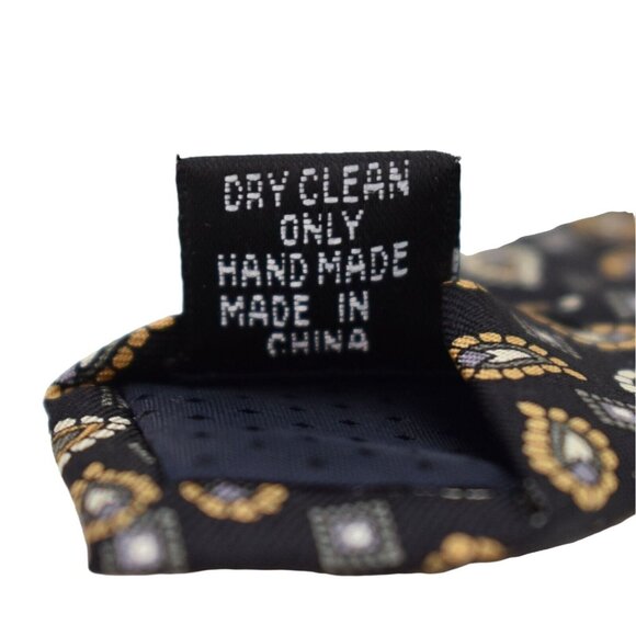 Blacker by Stanley Blacker Tie Necktie Mens Silk Paisley Squares Black 60 in - Picture 5 of 7